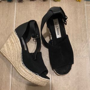 Steve Madden Black espadrille wedges